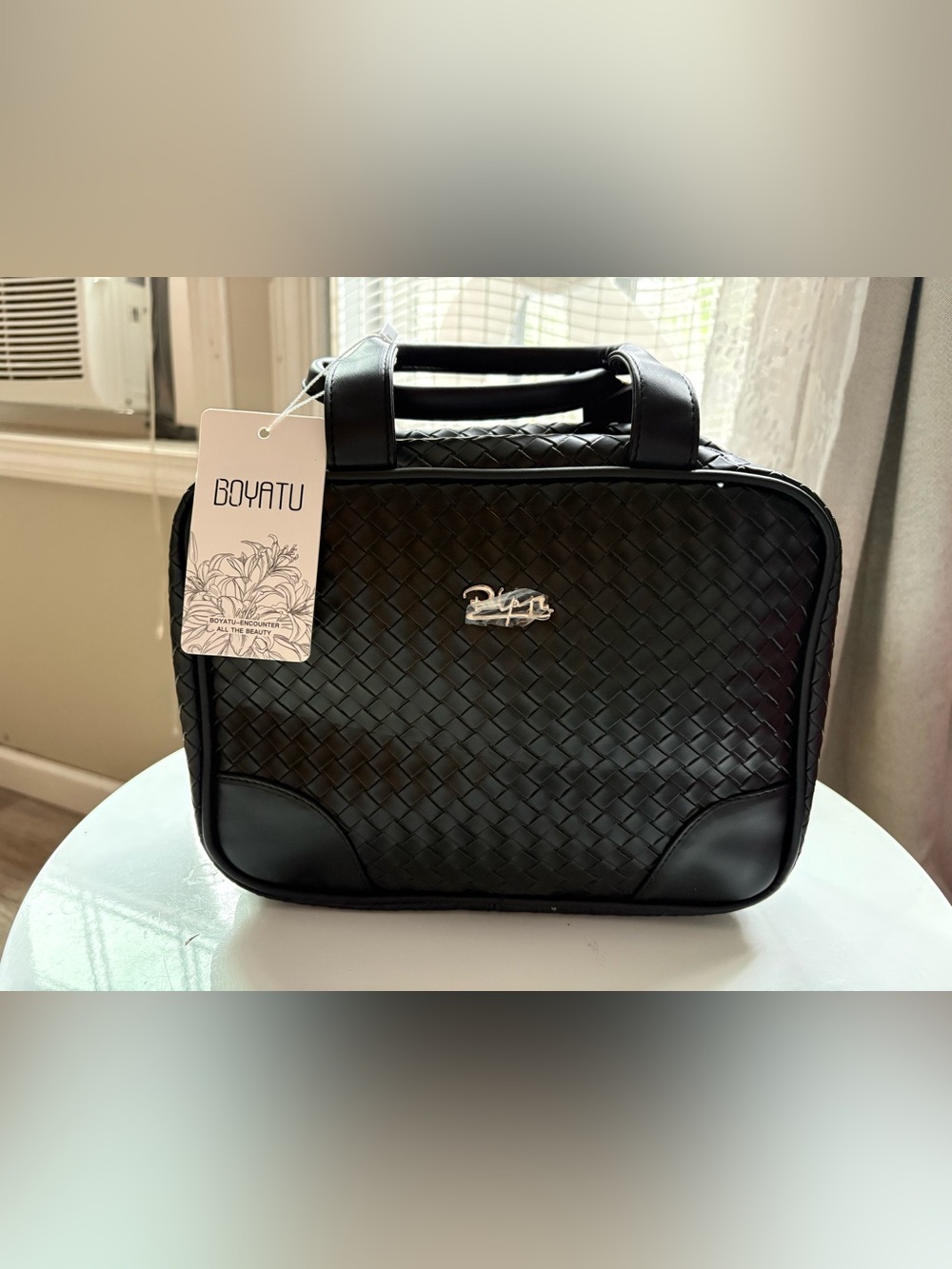 Black Woven Makeup Toiletry Bag